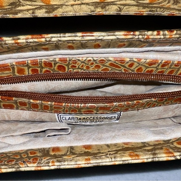 Clarita Accessories Handmade Alligator Skin Leather Two-Tone Bag - Picture 9 of 11